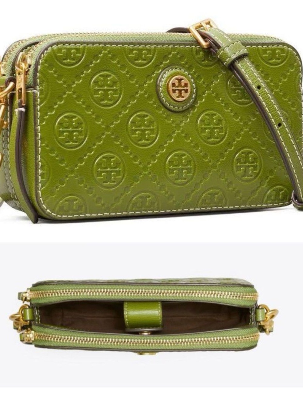 Tory Burch Green Patent Logo Crossbody